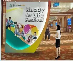 Ready For Life Festival for CPF Board & MoneySense — Festival gateway in situ, mall atrium.