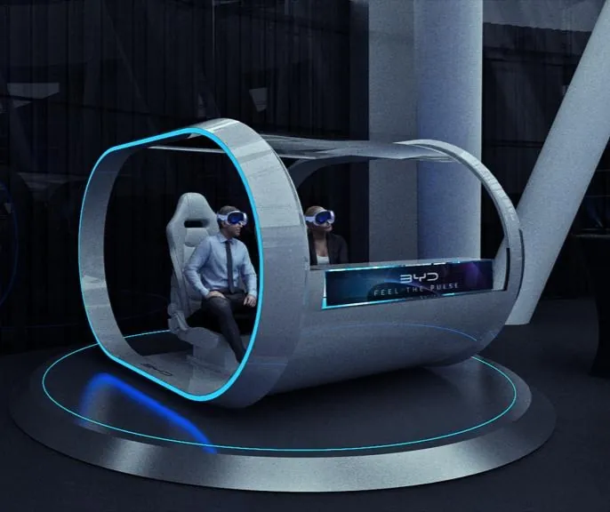 Feel The Pulse — Sealion 6 DM-i for BYD — Immersive tunnel pod — seated ring, LED rim, drivetrain story delivered before the reveal.